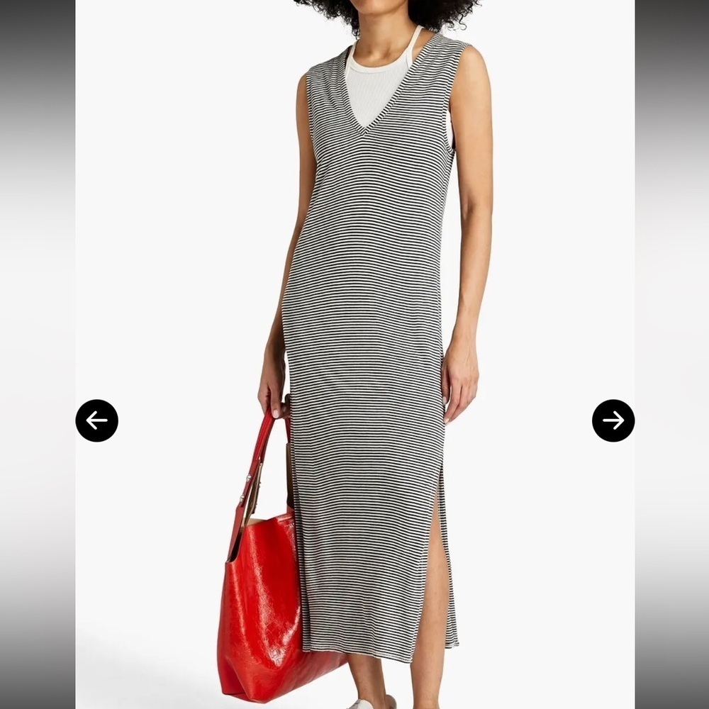 rag & bone Navy and White Striped Midi Dress